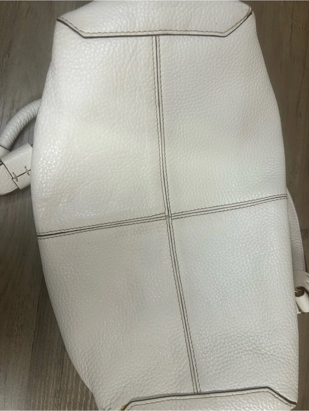 kate spade White Pebbled Leather Shoulder Bag with Gold Hardware